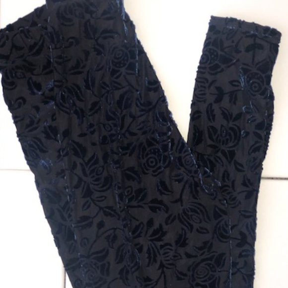 XS BlackMilk Blurple Burned Velvet Leggings - Picture 1 of 5